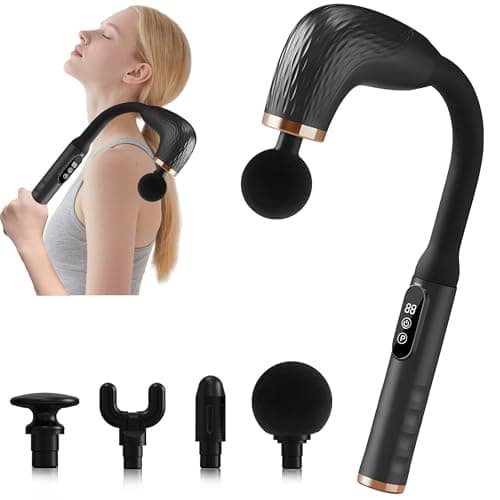 UFFAE Massage Gun with Upgraded Extension Handle, Back Massager for Pain Relief Deep Tissue, Muscles/Neck/Shoulders/Waist/Legs Massager with 4 Massage Heads & 6 Speed Levels & 3 Massage Modes