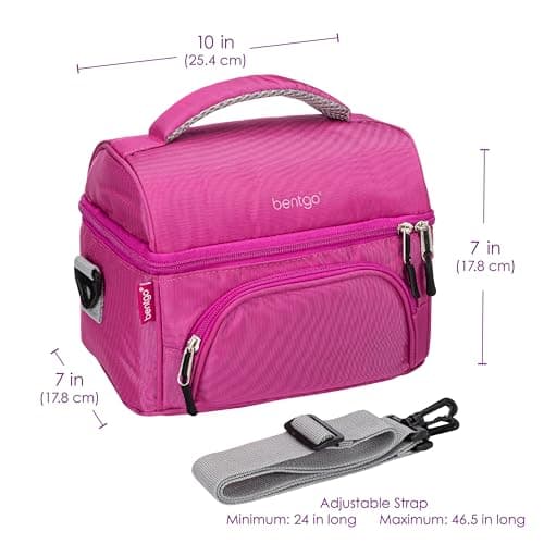 Bentgo Deluxe Lunch Bag - Durable and Insulated Lunch Tote with Zippered Outer Pocket, Internal Mesh Pocket, Padded & Adjustable Straps, & 2-Way Zippers - Fits Most Lunch Boxes (Purple) 6