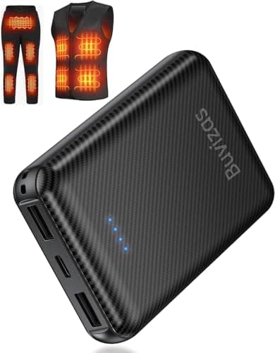 12000mAh Heated Vest Battery Pack, 5V 2A Power Bank for Heat Jacket, with Dual USB Battery Pack for Heated Vest, Compact Power Bank for Soleilwear, for KOVNLO, for Yolikeb, for TIDEWE(No 7.4V)