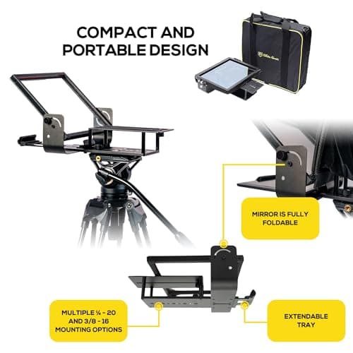 Glide Gear TMP 100 Teleprompter – DSLR, Tablet, Smartphone – 12" Glass, Carry Case, No Assembly 6