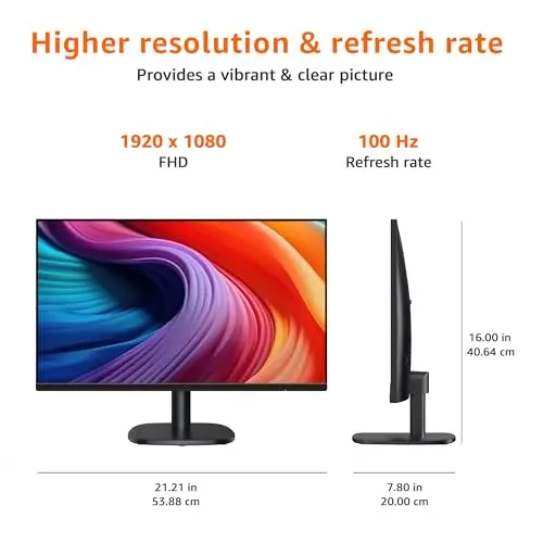 Amazon Basics 24 Inch (23.8 inch viewable) Monitor, FHD 1080P, Max 100Hz, VESA Compatible, Built-in Speakers, Black 5