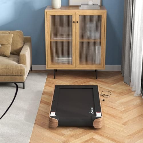 Soozier 2.5HP Walking Pad, Under Desk Treadmill with Bluetooth Speaker, Wheels, Remote Control, LED Display, Max Load 265 lbs., for Home Gym Office, Wood Look 9