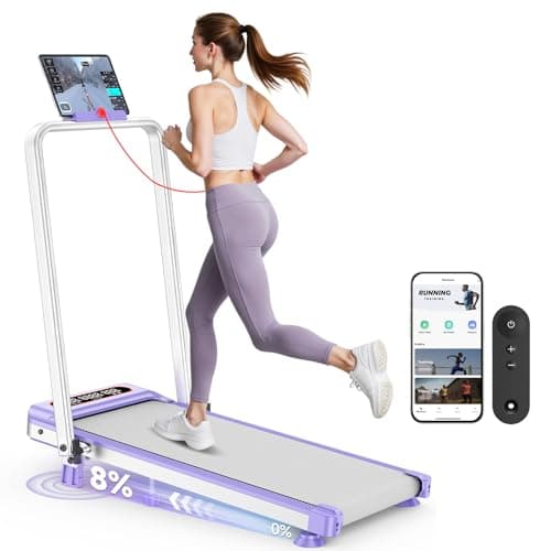 2025 Upgrade Walking Pad Treadmill with 8% Incline & Handle Bar, 3.5HP Portable Treadmill for Home Small, Under Desk Compact Walking Pad 300+lb Capacity, Shock Absorption, 0.6-6mph, Remote, Smart App