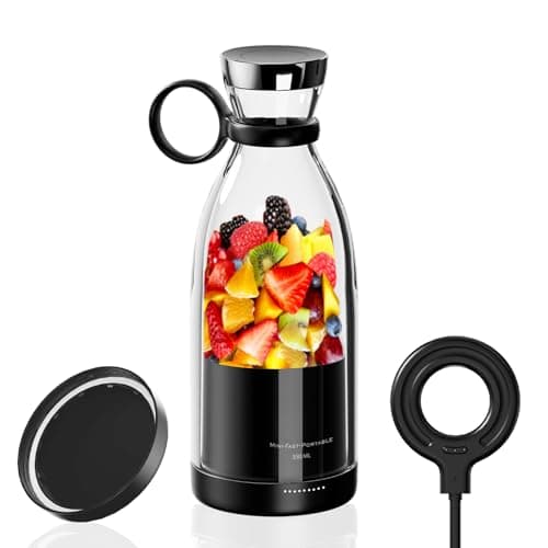 OTPEIR Portable Blender for Shakes and Smoothies with 11.83 Oz Travel Cup and Lid,Durable Stainless Steel Blades for Juice Blending Performance, Black