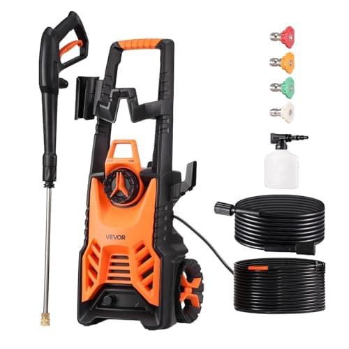 VEVOR Electric Pressure Washer, Max 4500 PSI 3.2 GPM, High-Power Cleaner with Foam Cannon & 4 Nozzles for Driveways, Cars, Fences, Patios, Home Cleaning