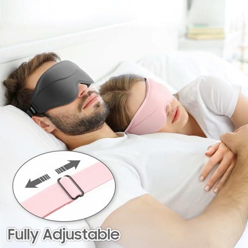 MOEASEii Sleep Mask - Total Blackout 3D Sleeping Mask, Super Lightweight & Silky Soft Eye Mask for Sleeping, Fully Adjustable Fit for Home, Office, Traveling, Meditation, Yoga, Pink 5