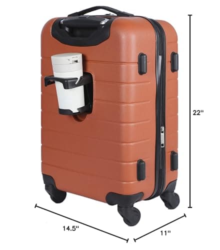 Wrangler Smart Spinner Hardside Luggage, 22-Inch Carry-On, Burnt Orange 10