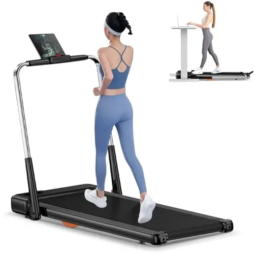 Incline Walking Pad with Handle Bar,2 in 1 Portable Under Desk Treadmill with Ultra Quiet Brushless,3.0HP Foldable Treadmill for Home Office,300+ lb Capacity,Remote Control,Safety Lock,Black