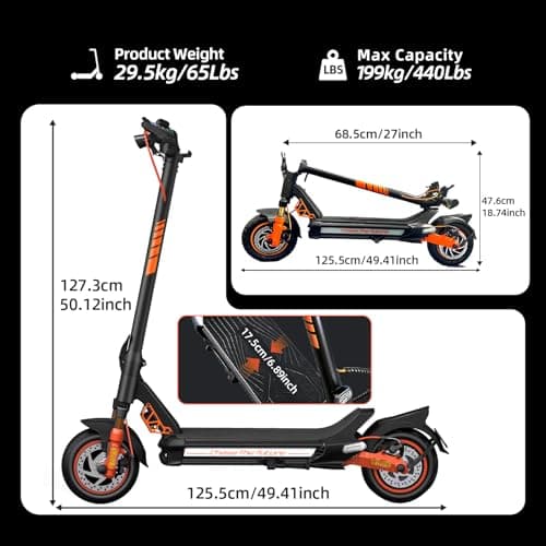 Electric Scooter Adult, 1600W*2 Dual Motor RZ1000, Up to 40-50 Miles Long Range/MAX Speed 31 Mph, 10.5'' Off Road Tires with 1152Wh Battery & Dual Suspension Commuting Fast Electric Scooter 8