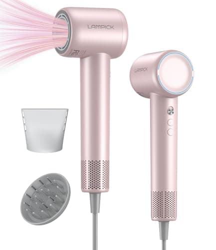 Hair Dryer,150000 RPM Ionic Blow Dryer with 500M Negative Ions, Lightweight Travel Hair Dryer with Magnetic Diffuser & Nozzle for Fast Drying, Low Noise Brushless Motor for Salon & Home Use,Pink