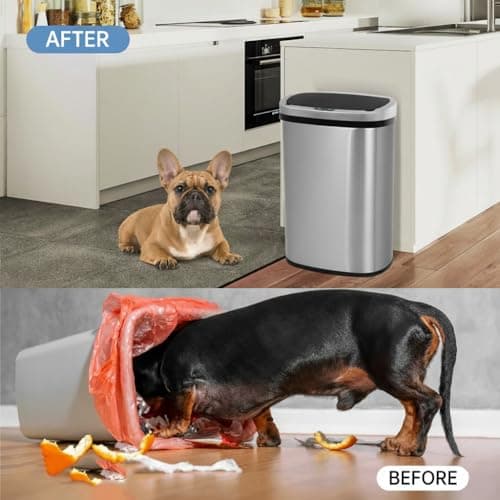Bigacc 13 Gallon(50 L) Kitchen Trash Can with Touch-Free & Motion Sensor, Automatic Stainless-Steel Garbage Can, Anti-Fingerprint Mute Designed Trash Bin Brushed Stainless Steel 7
