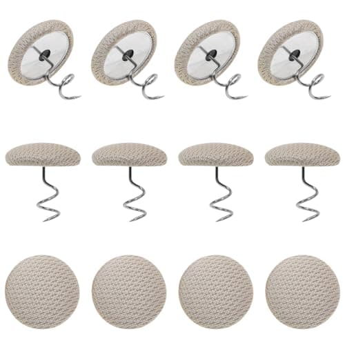 Mini Skater Small Upholstery Pins Linen Fabric Covered Button Twist Pins Classy Bed Skirt Pins for Slipcovers Headliners Fixed, Pack of 12 (Beige)