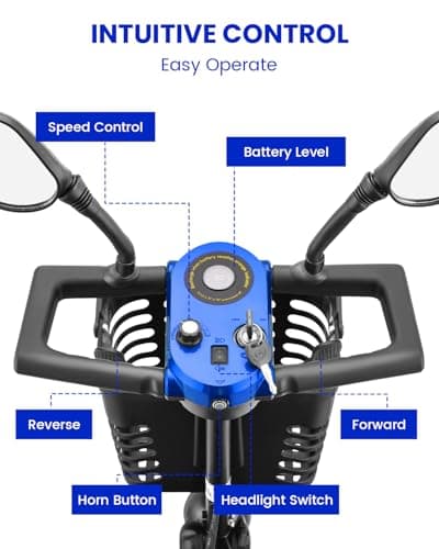 4 Wheel Compact Mobility Scooter for Seniors and Adults,Foldable Electric Scooter, Heavy Duty Travel Model with Lights, Basket, and Long-Lasting Battery 8