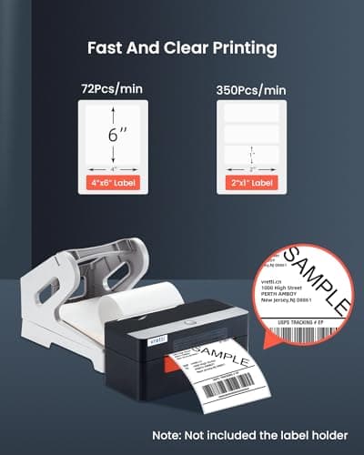 vretti Thermal Shipping Label Printer - 4x6 Desktop Barcode USB for Small Business & Packages - Compatible with Mac Windows Linux Chrome OS UPS USPS 7