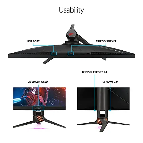 ASUS ROG Swift 32” 4K HDR 144Hz DSC Gaming Monitor (PG32UQX) - UHD (3840 x 2160), Mini-LED IPS, G-SYNC Ultimate, Local dimming, Quantum Dot Technology, DisplayHDR 1400, Eye Care, DisplayPort, HDMI 6