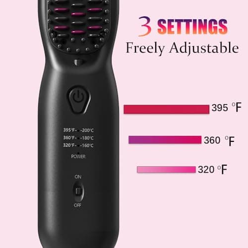 Hair Straightener Brush Dense Bristles Straightening Brush for Women Comb Quick Temperature Adjustment and Auto-Off Hair Accessories​ for Thick Curly Hair ​ (Black) 8