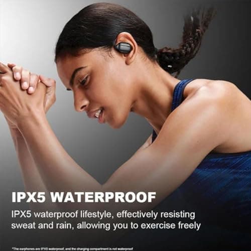 Intelligent Touch Screen Open Bluetooth Earphones, Erazers True Wireless Open Ear Earbuds Bluetooth 5.4, IPX5 Waterproof, with LED Display, Wireless Open Ear Bluetooth Earbuds (Black) 6