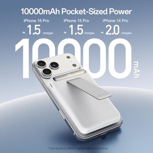 iWALK Qi2 Certified 15W Magnetic Wireless Power Bank, 10000mAh Portable Charger with Adjustable Stand & LED Display, Fast Charging for iPhone 16/15/14/13/12 Pro/Pro Max/Plus/Mini 3