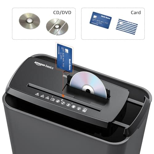 Amazon Basics 8-Sheet Strip Cut Portable Paper, CD, and Credit Card Shredder with Auto-Off, Overheat Protection, Compact Design, No Basket, Extendable Arm, Black 6