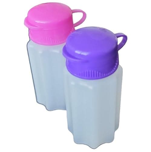 Handy Housewares Spill-Proof Flip-Lid Mini Salt & Pepper Shakers | Compact Durable Plastic Travel Spice Dispenser Set for Lunch Bags, Camping & Outdoor Cooking | Pink and Purple (1 Pair)