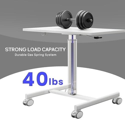 GallopFun Mobile Laptop Standing Desk Adjustable Height, Small Mobile Desk Workstation with Wheels, Portable Rolling Computer Desk Cart for Home Office Classroom (White) 6