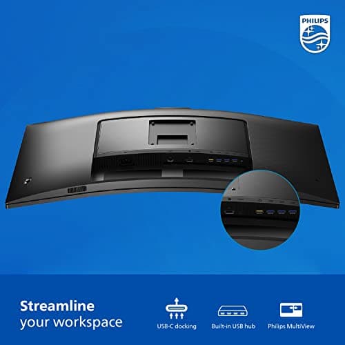Philips 34E1C5600HE 34" UltraWide QHD 21:9 Monitor with Built-in Windows Hello Webcam & Noise Canceling Mic, USB-C Docking, Stereo Speakers, 100Hz, 4-Year Advance Replacement,Black 8
