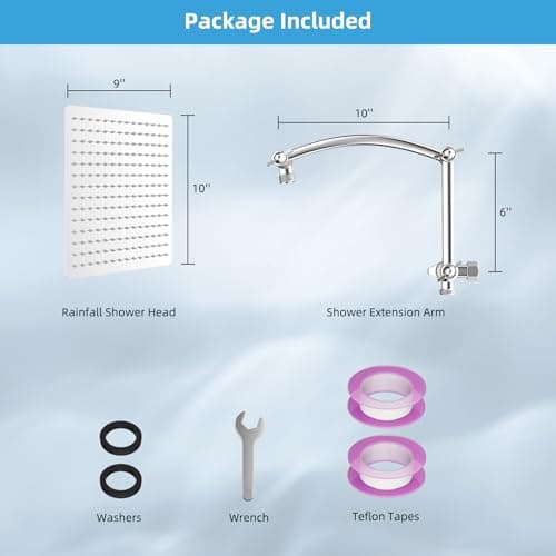 Hibbent All Metal cUPC Certified Rain Shower Head, 10'' High Pressure Rainfall Showerhead with 16" Shower Head Extension Arm, Solid Brass Adjustable Shower Arm Extender, fixed Showerheads, Chrome 8