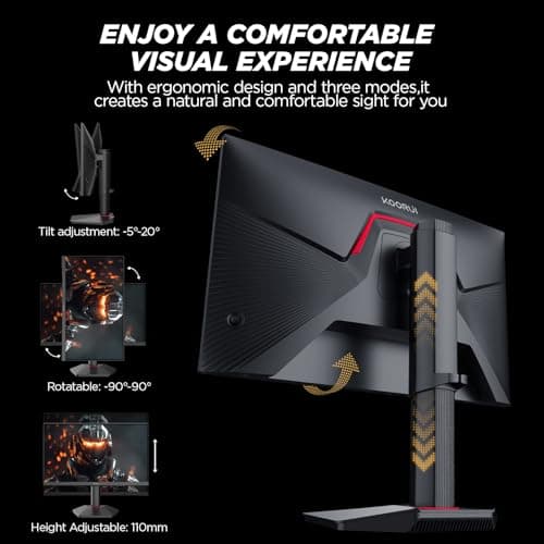 KOORUI G2511E 24.5 Inch Gaming Monitor, 320Hz 1ms Fast IPS PC Monitor, FHD 1080P, HDR 400, 95% DCI-P3 Color Gamut, Adaptive Sync Compatible, Ergonomic Stand, HDMI 2.0 & DP 1.4, Black 7
