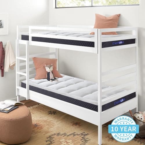 ELEMUSE 5 Inch Twin Mattress for Kids Adults Cooling Gel Memory Foam Plus Pillowtop Mattress for Single Bed, CertiPUR-US® Certified Breathable Bed in a Box for Pressure Relief, Fiberglass-Free 8
