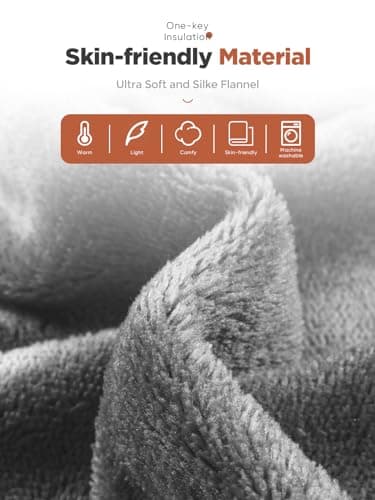 Mlivrom Heated Throw Blanket with 1-9 hrs Timer Auto-Off & 8 Heating Levels,Flannel Electric Blanket Throw ETL Certification,Machine Washable Full Body Warming Blankets 5