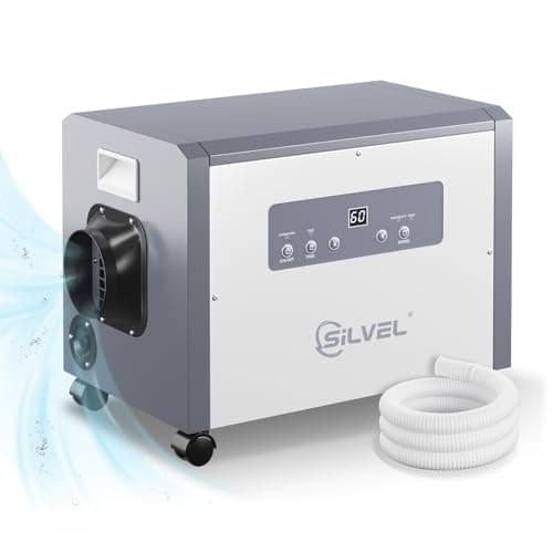 SILVEL 120 Pints Commercial Dehumidifier with Pump, with Drain Hose for Crawl Spaces, Basements, Industry Water Damage Unit, Compact, Portable, Auto Defrost