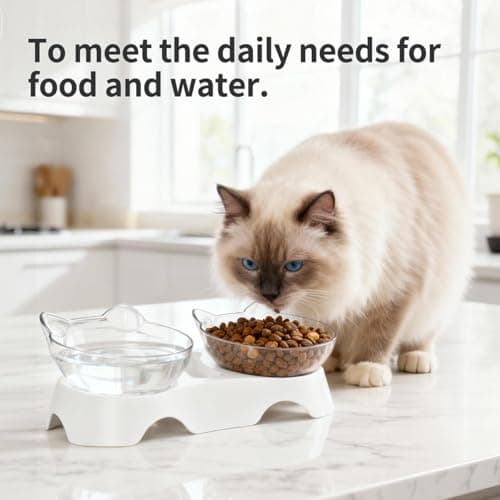 MILIFUN Cat Bowls, Cat Food Bowls Elevated Tilted, Anti Vomiting Kitty Bowl for Puppy and Bunny, Orthopedic for Indoor Cats. 6