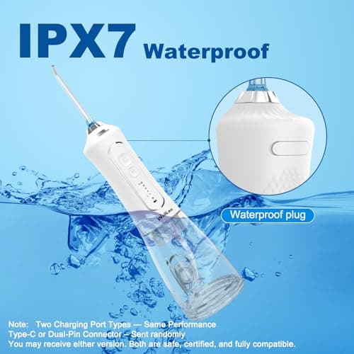 WellLeo Water Flosser for Teeth, 300ML Cordless Oral Irrigator Rechargeable Dental Flosser Picks with 5 Modes 5 Jet Tips,IPX7 Waterproof Teeth Cleaner for Braces Gum Care, Home Travel Use 6
