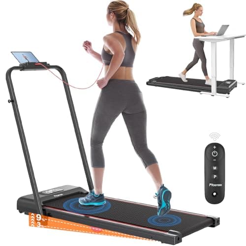 Walking Pad Treadmill with Incline 3%/9%, 2.5 HP Under Desk Treadmills for Home Small Office with Handle Bar, 265lbs Foldable Portable Walking Jogging Machine for Women, Remote Control, LED Display