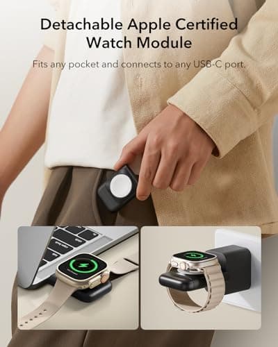 ESR 3 in 1 Charging Station for Apple, Certified Apple Watch Charger, 15W MagSafe Charger Stand for iPhone, Travel Charger for iPhone 17/16/15/14/13, Watch, AirPods,Black 8