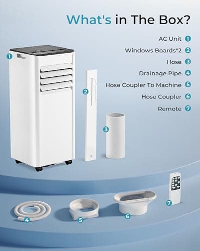 EUHOMY 10,000 BTU Portable Air Conditioners Up to 450 sq.ft, 3-1 Standing Smart Cooling AC with Remote, Dehumidifier, Fan, Air Conditioner Cools Room, 3 Modes, 24-hour timer, LED Display, Bedroom 9