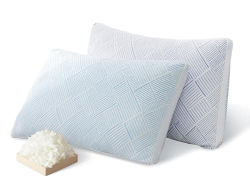 Lyralith Shredded Memory Foam Cooling Soft Bamboo Viscose Pillows King Set of 2, Adjustable Hypoallergenic Hotel Quality Bed Pillows for Side, Stomach or Back Sleeper, Oeko-TEX Certified