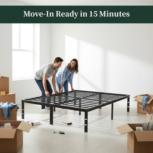 Full Size Bed Frame, 14 Inch Metal Platform Bed Frames with Heavy Duty Steel Slat Support, No Box Spring Needed, Easy Assembly, Under Bed Storage 8