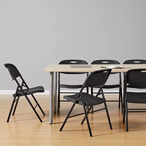 Amazon Basics Sturdy Foldable Plastic Chair, Portable, 350-Pound Capacity, Black, 6-Pack 2