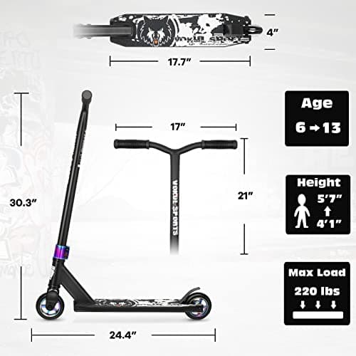 Pro Trick Scooter, Entry Level Stunt Scooters for Kids Ages 6 Years and Up, Aluminum and Lightweight Complete BMX Freestyle Scooter for Beginners (2022 Black) 6