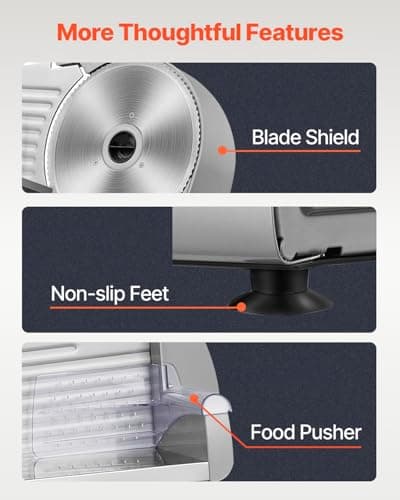 VEVOR Meat Slicer, 180W Electric Deli Food Slicer, 7.5 inch Meat Cutter with a Premium SUS420 Blade, 0-0.6 inch Adjustable Thickness, ETL Certified Food Slicer Machine for Home Use 6