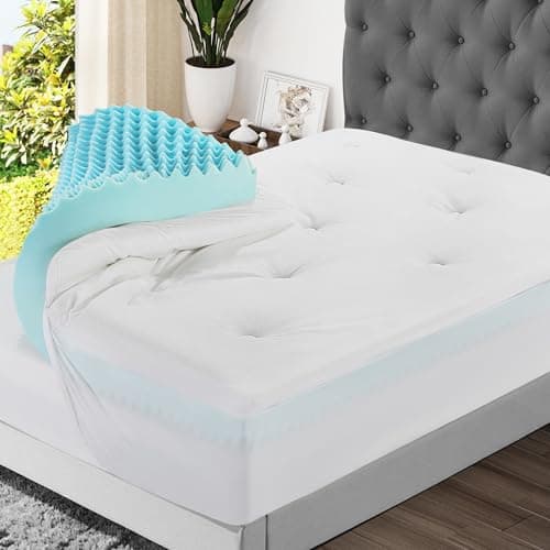 HOMBYS 6 Inches Thickness Mattress Topper Queen Size, Dual Layer Design Soft Pillow Top Mattress Topper, Puffy Mattress Pad Topper for Back Pain Reilef