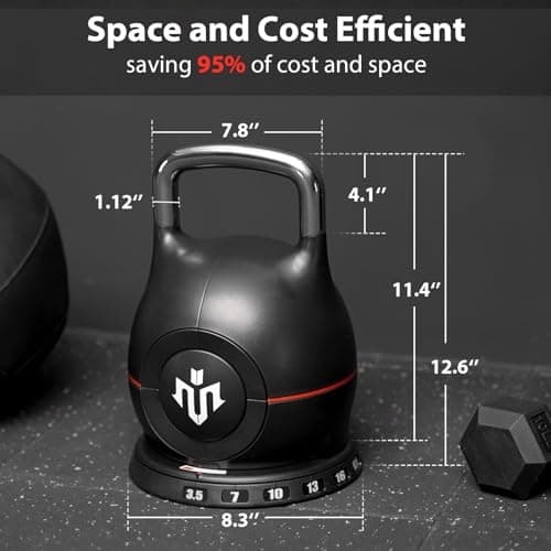 Mikolo Kettlebell, 7-in-1 Adjustable Kettlebell with 7 Weight Levels (3.5-22.5lbs), Die-Cast Aluminum and ABS Material, Quick Adjustment Weights with Safety Locking System for Full Body Strength 8