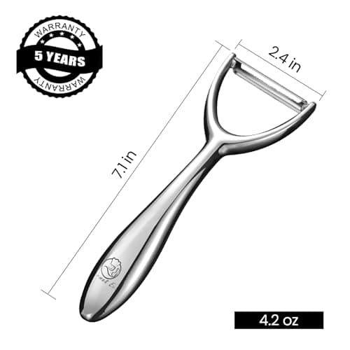 Vegetable Peeler, Premium Stainless Steel Potato Peeler, High Tensile Ultra Sharp Blade Fruit and Food Slicer, Y Shaped with Ergonomic Non-Slip Handle, Dishwasher Safe with 5 Years Warranty 8