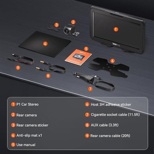 Vantrue Portable Carplay Screen for Car, 7" Wireless Apple Carplay & Android Auto Car Stereo with 1080P Backup Camera, GPS Navigation, Mirror Link, Voice Control, Bluetooth, Siri, FM/AUX for All Cars 9