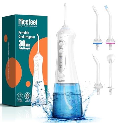 Nicefeel Water Dental Flosser Teeth Pick - Fast Charge Cordless Teeth Cleaner, 3 Modes Portable Oral Irrigator, IPX7 Waterproof Electric Water Dental Flosser for Tonsil Stone, 300ML Tank