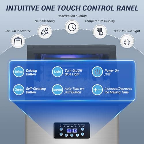Commercial Ice Maker Machine 120LBS/24H with 30LBS Storage Bin, 15" Wide Undercounter/Freestanding Ice Maker Machine for Home Bar Outdoor, 40PCS Ice Cubes Ice Machine, Self Cleaning 5
