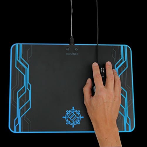 ENHANCE LED Gaming Mouse Pad RGB - Hard Mouse Pad with 7 Light Up Modes and Brightness Controls - Large Surface (13.75 x 9.8 in) with Glowing Lights and Rubber Non-Slip Grip for Desktop Gamers 9
