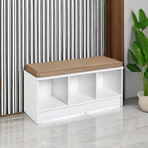 ClosetMaid 1569 Cubeicals 3-Cube Storage Bench, White with Tan Cushion 6