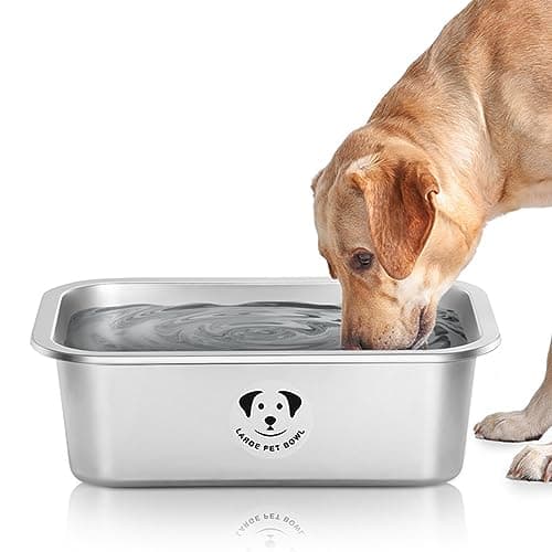 Stainless Steel Dog Bowls for Large Dogs, High Capacity Metal Dog Food Bowls, Food and Water Bowl for Larges, X-Large, and Big Dogs 1.25 Gallons